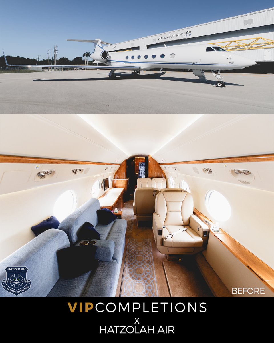 We are super excited about our latest VIP Completions Project! This @Hatzolah_Air G550 will undergo a transformation, unlike anything we've shown you here before. Stay tuned for updates and details on this genuinely noble project. #OneTeamOneMission #G550 #savinglives