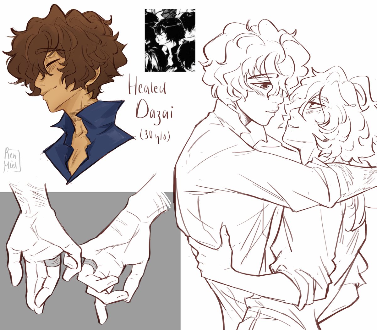 renviary's tweet photo. healed dazai has an oh so special place in my heart 
#DazaiDecember #soukoku #Dazai https://t.co/EtR54W1tpf