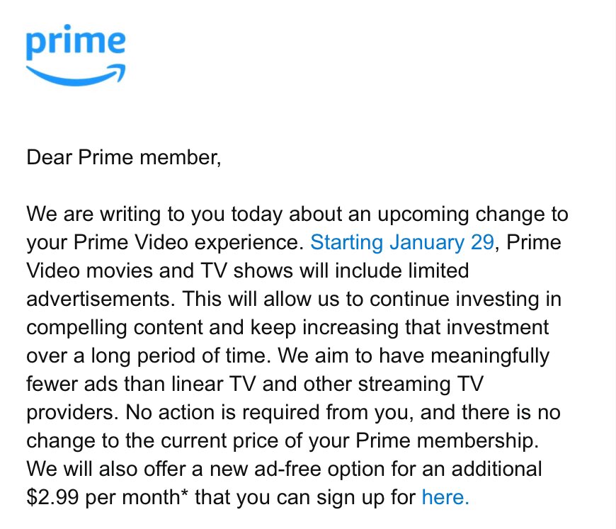 FuriousChef's tweet photo. Hello @amazon. This is ridiculous. It IS a price increase if we want to maintain the state of our current service. #AmazonPrime #PriceIncrease https://t.co/zYcybDbo0X