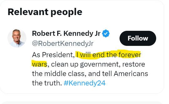 FanofKennedyJr's tweet photo. Etant en désaccord avec les positions prises par Robert F. Kennedy Jr sur le conflit israélo-palestinien et la guerre déclenchée par le gouvernement de Netanyahu contre le Hamas, j'ai décidé de ne plus poster de publications sur cette page... https://t.co/YlIo9bLrJq