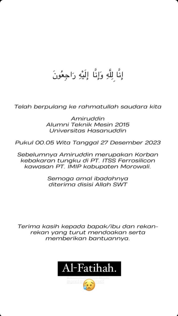 fuddinnn02's tweet photo. Mohon doanya. Salah satu teman angkatan ku yang baik sekali. Selama kenal sama tidak pernah sentuh atau mau sama alcohol. Selalu ingatkan ka atas perlakuan buruk ku. Insya Allah SWT. Semoga khusnul khatimah ko broku https://t.co/QjNJsv2zYz
