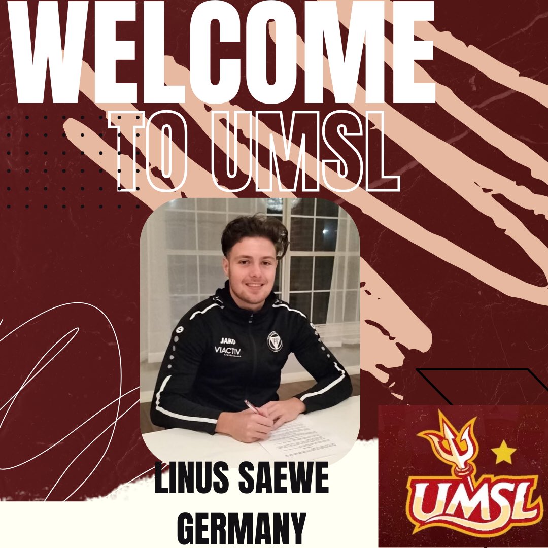UMSLMSOC's tweet photo. We would like to announce and welcome one of our first signing for next year to the UMSL family. Linus Tristan Saewe from Germany. Linus is a Winger/wingback and is excited to play in the GLVC. Let’s Welcome Linus Saewe ⚽️🔱🙌
#umsl #umslproud https://t.co/w3451g1mJo