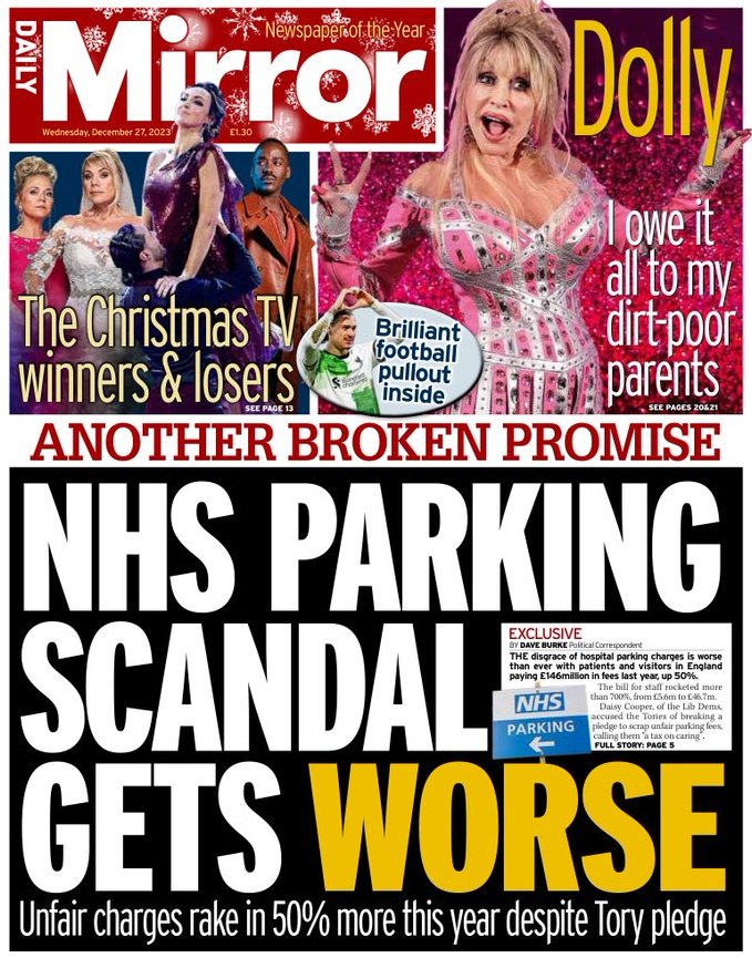 .
Once again the tories break their promises - this time over hospital parking charges, with fees up 50% in one year for patients, and even more for staff...  🤦‍♀️

Rishi Sunak we need a #GeneralElectionN0W!

#r4today #BBCBreakfast #GMB #ToriesOut538
.