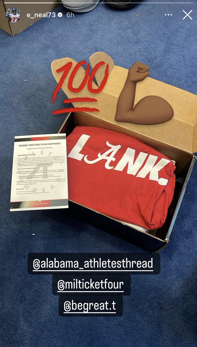 Every former Alabama player currently in the NFL is receiving a box of LANK gear this week thanks to <a href="/JalenMilroe/">Jalen Milroe</a> <a href="/ArnoldTerrion/">Terrion Arnold</a> and <a href="/AthletesThread/">Athletes Thread</a>!
