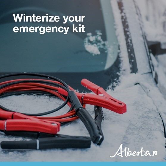 Be prepared for unpredictable weather and winterize your vehicle’s emergency kit. Include: ✅ an ice scraper & small shovel ✅ sand or gravel ✅ blankets, extra clothing & footwear ✅ booster cables For more tips, visit alberta.ca/safer-winter-h…