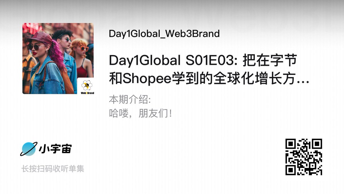 【播客上新】Day1Global E03: 把在字节和Shopee学到的全球化增长方法用在独立品牌上｜ Mandy的一线经验

这一期我们切到品牌视角，3年成为独角兽公司，500万Instagram粉丝的时尚品牌如何做增长？

Mandy 之前在大平台，现在在垂直品牌的一手经验非常适合探讨这个话题

我们聊了这些：
•
