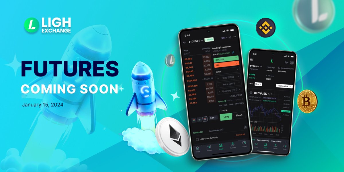 🎉FUTURES IS LAUNCHING SOON🎉️️️️️️
✨Exciting news!
Dear LIGHEX Users, 
We're thrilled to announce the upcoming launch of our highly anticipated 'Trade Futures' feature, scheduled to launch on January 15, 2024. 
Stay tuned for more exciting updates and events on LIGHEX🥳
