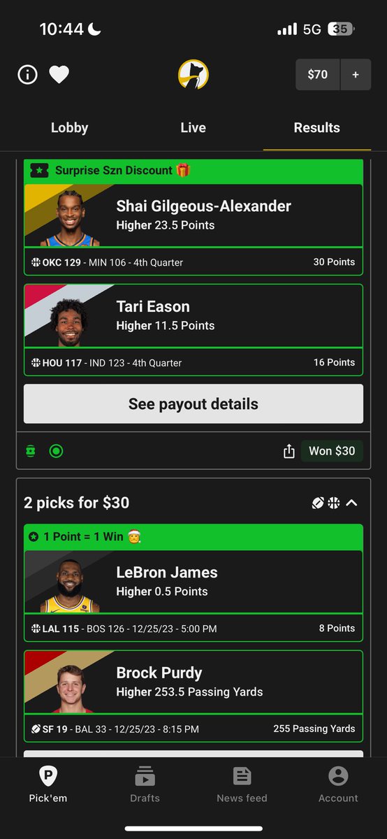 PickStop4's tweet photo. Wins from the past 2 days. #prizepicks #nba #nfl #underdogpicks https://t.co/hQEK8GtWQy