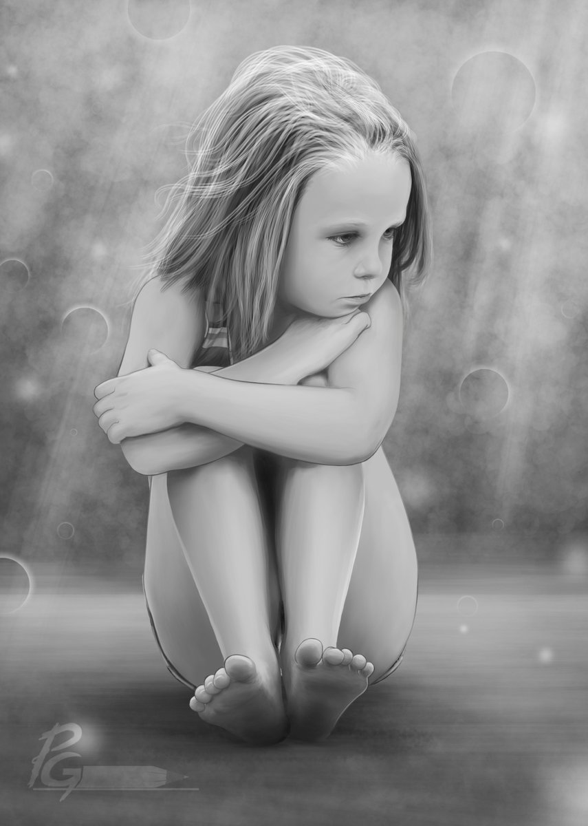 " Touched By An Angel " I started to paint the artwork 10 years ago ( digital oil paints ) and now I have finished it 2023. Thank you from the bottom of my heart to the parents who took the wonderful photo and to the already grown wonderful child.