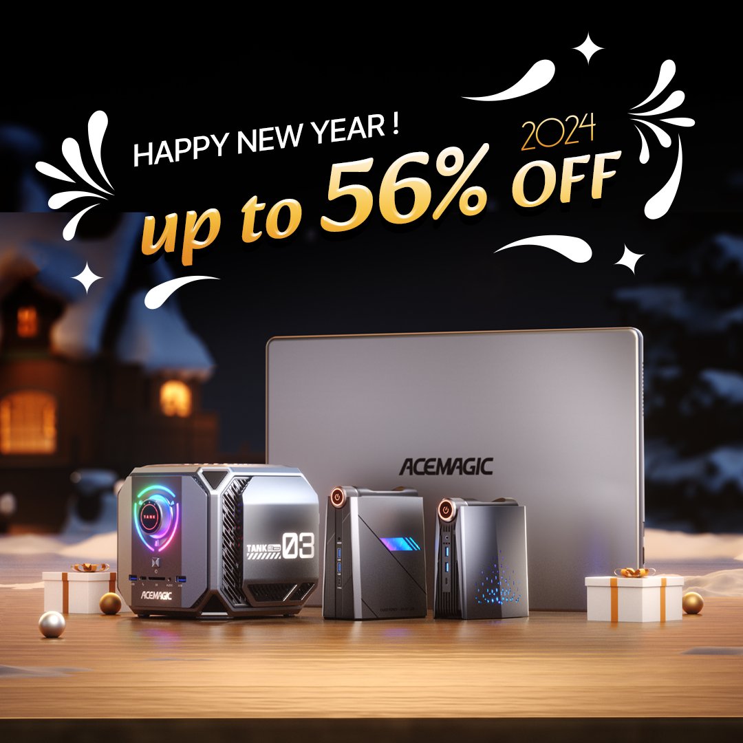 ⌛Get ready for an exhilarating New Year's Sale 🏷️💲✂️
Up to 56% OFF on the mighty mini PCs & laptops😮
Offer ends on January 1st, 2024🔥🔥🔥
bit.ly/acemagic_newye…

#newyearsale #happynewyear #NewYear2024