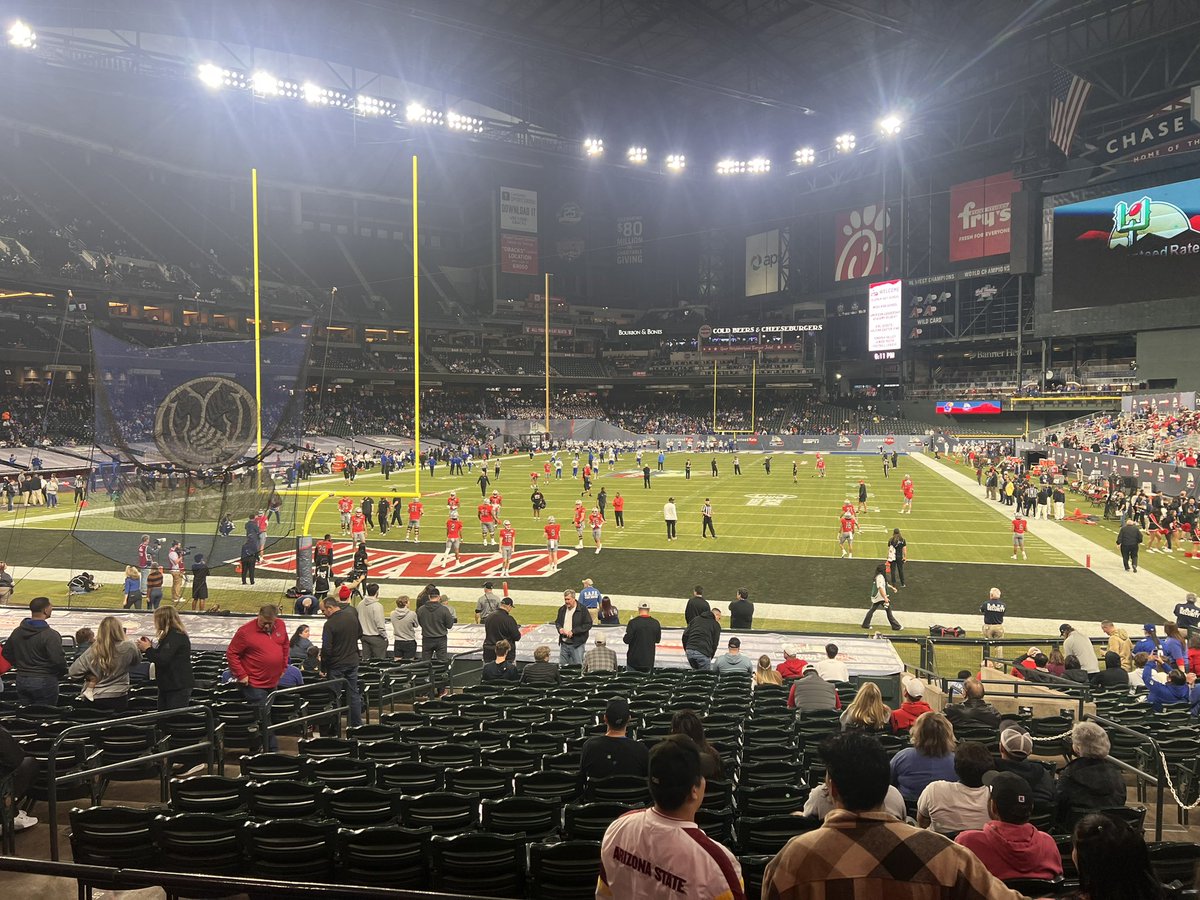 Been an interesting game but not awful. Moving to sit with the band, got the feeling every Jayhawk wants to fight tonight. #UNLVFB #GuaranteedRateBowl