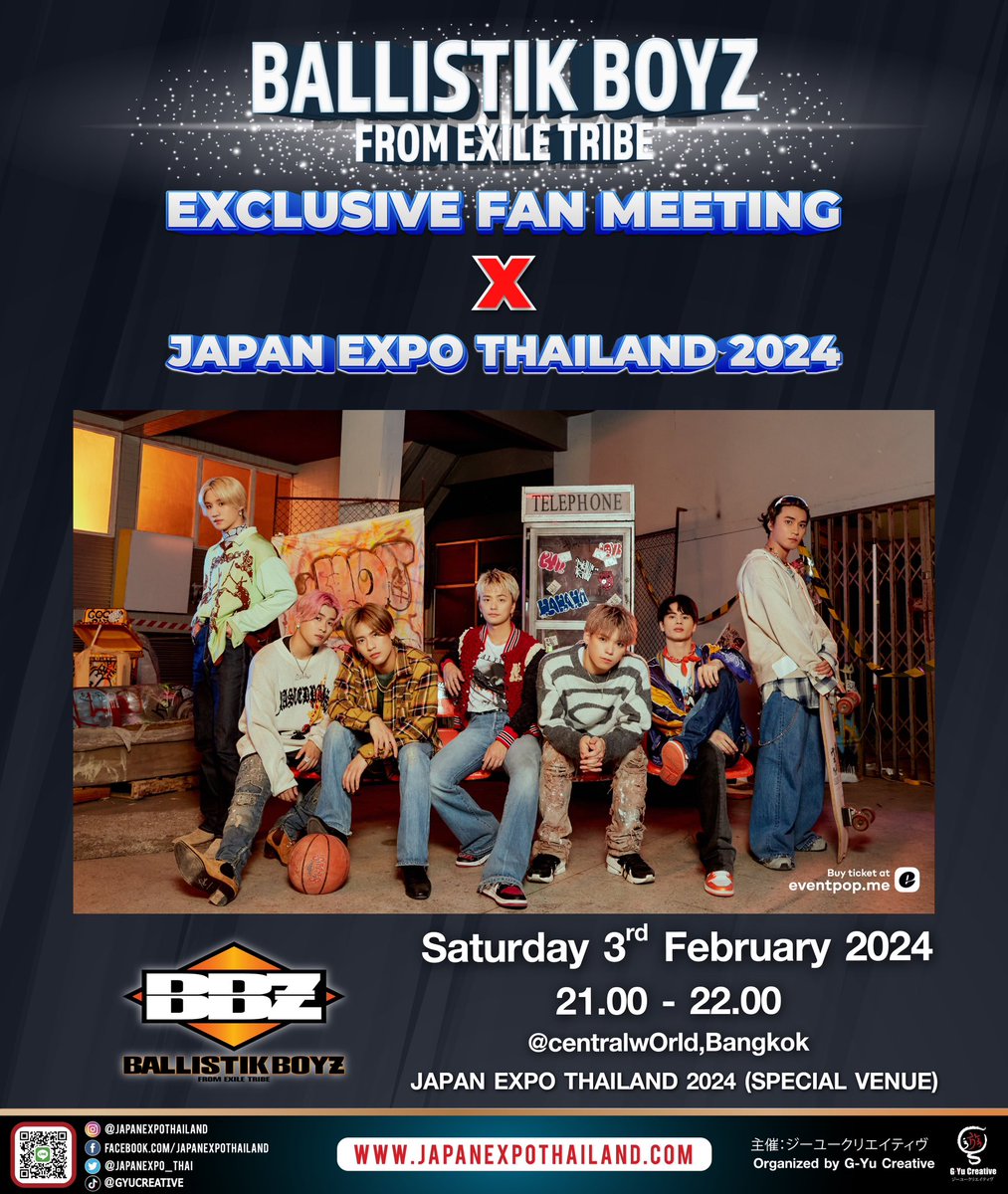 ballistik_fext's tweet photo. EXCLUSIVE FAN MEETING × JAPAN EXPO THAILAND 2024
開催決定!!

┈┈┈
🗓️2024/2/3(土) 21:00〜22:00
📍centralwOrld,Bangkok
🔗https://t.co/saetrjUSse
┈┈┈

#BALLISTIKBOYZ #BBZ https://t.co/UmfvFsJ1Uk