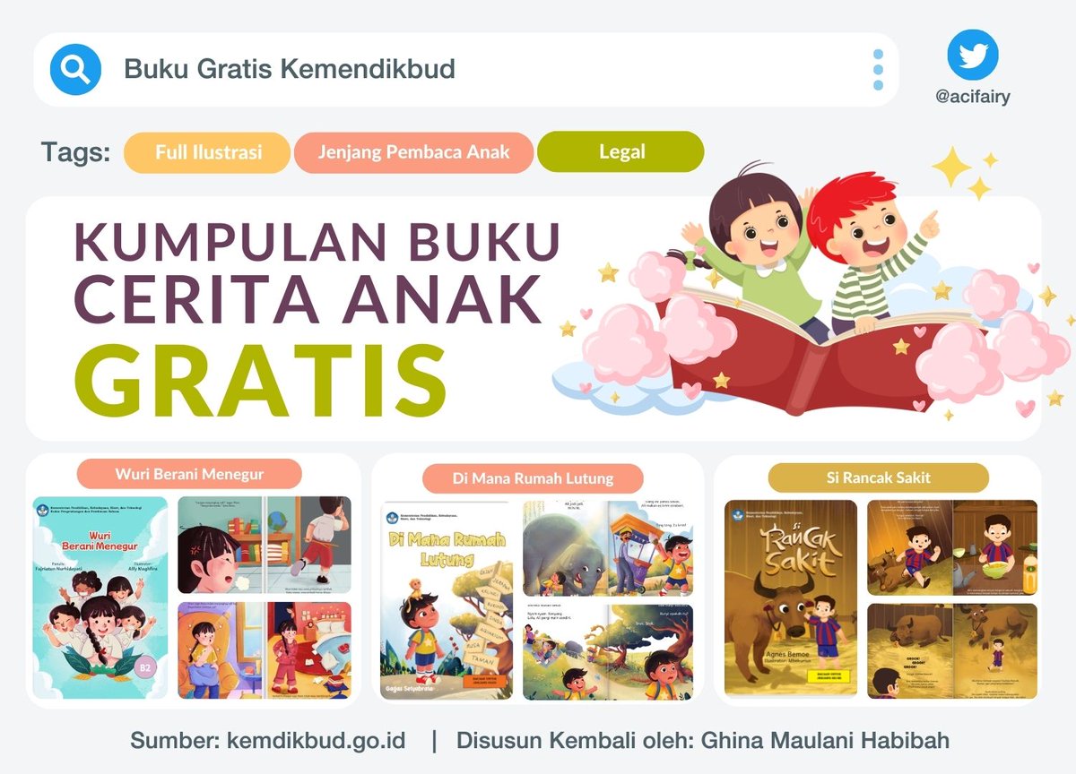 bibabercerita's tweet photo. ✨ Kumpulan Thread Buku Anak Gratis  (banyak yang bisa diunduh)✨

Ada yang follow aku karena buku anak "Crying is Like the Rain"? ☝️

In case kalian mau baca lebih banyak buku anak (buat diceritain ke diri sendiri misal wkwk), tapi bingung belinya, bisa buka utas ini ya🤗

🧵 https://t.co/I2GD82KT47