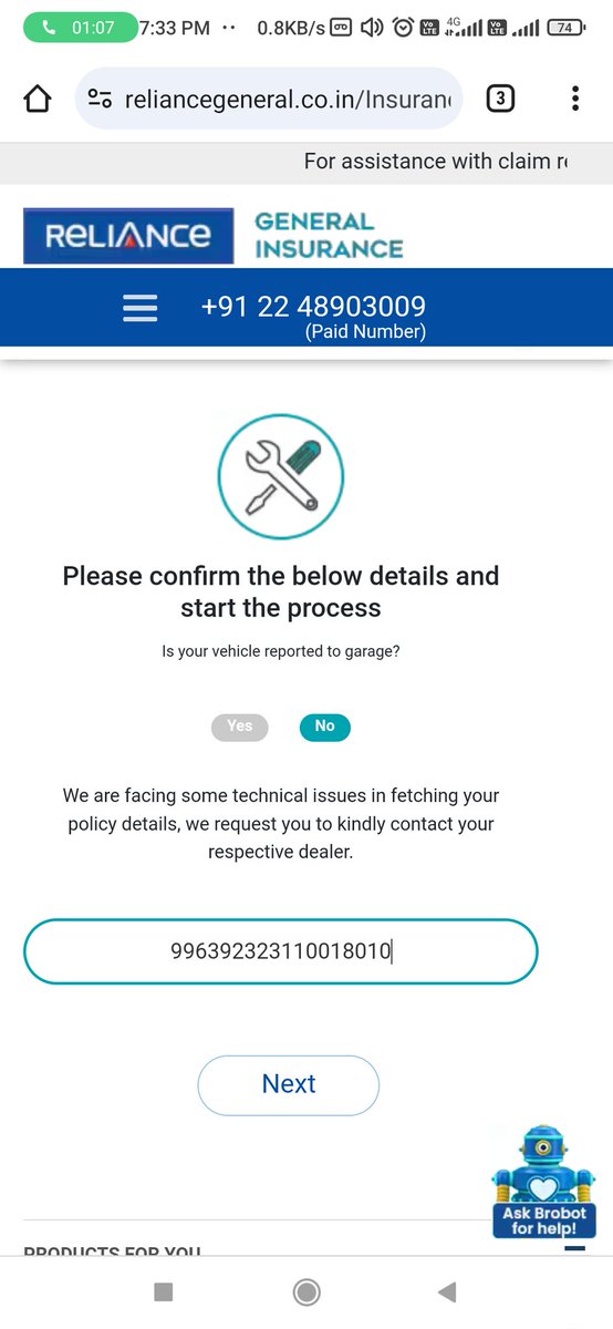 Harpree25421118's tweet image. Bought a Reliance car policy via @PolicyBazaar 15 days ago, tried to raise a claim &amp;amp; Reliance portal says "Unable to Fetch!"  Same nightmare with Parivahan last year. Is my car &amp;amp; peace of mind just a mirage? @Reliance_General, sort this out! #PolicyBazaarFail #InsuranceNightmare