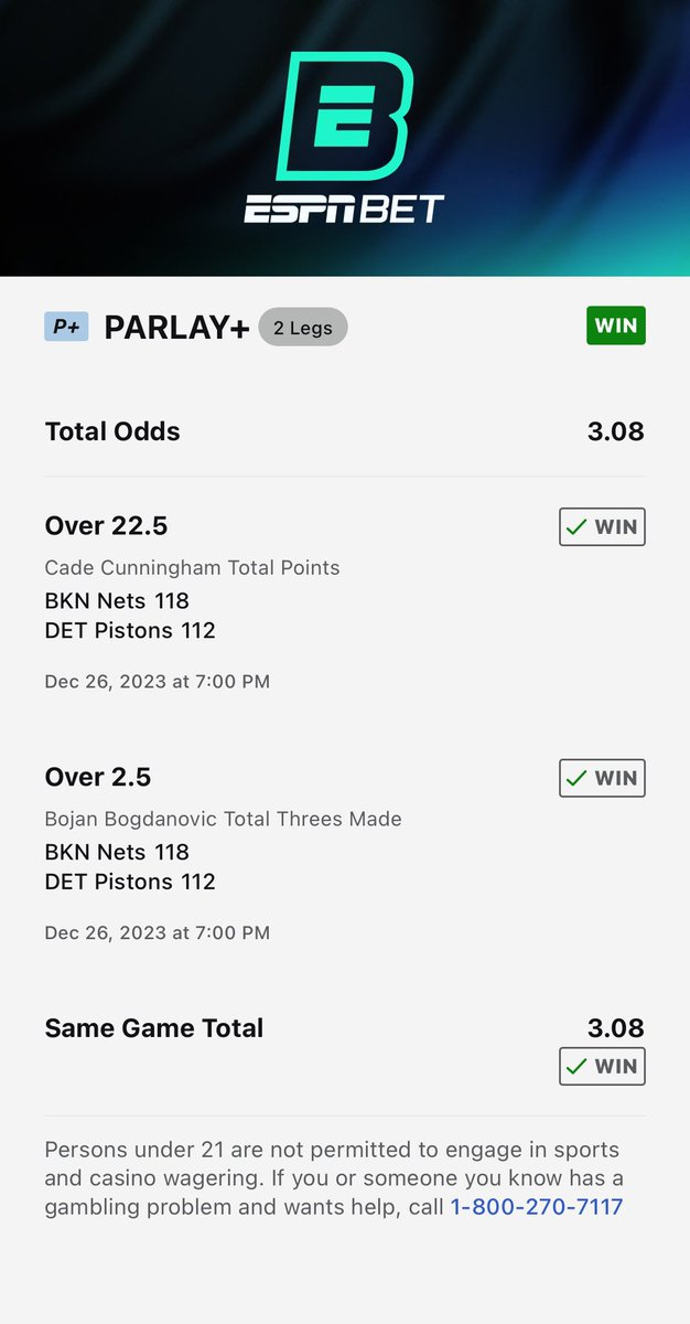 ParlaysHub's tweet photo. π°π°ANOTHER WIN TODAY!π°π°
π₯ ODDS: 3x via @ESPNBet π₯
#GamblingCommunity #GamblingTwitter #GamblingX #Pistons #Parlay #NBA #NBAX #NBAProps #SGP #ParlayPlus #ESPNBET https://t.co/RtneeVS761