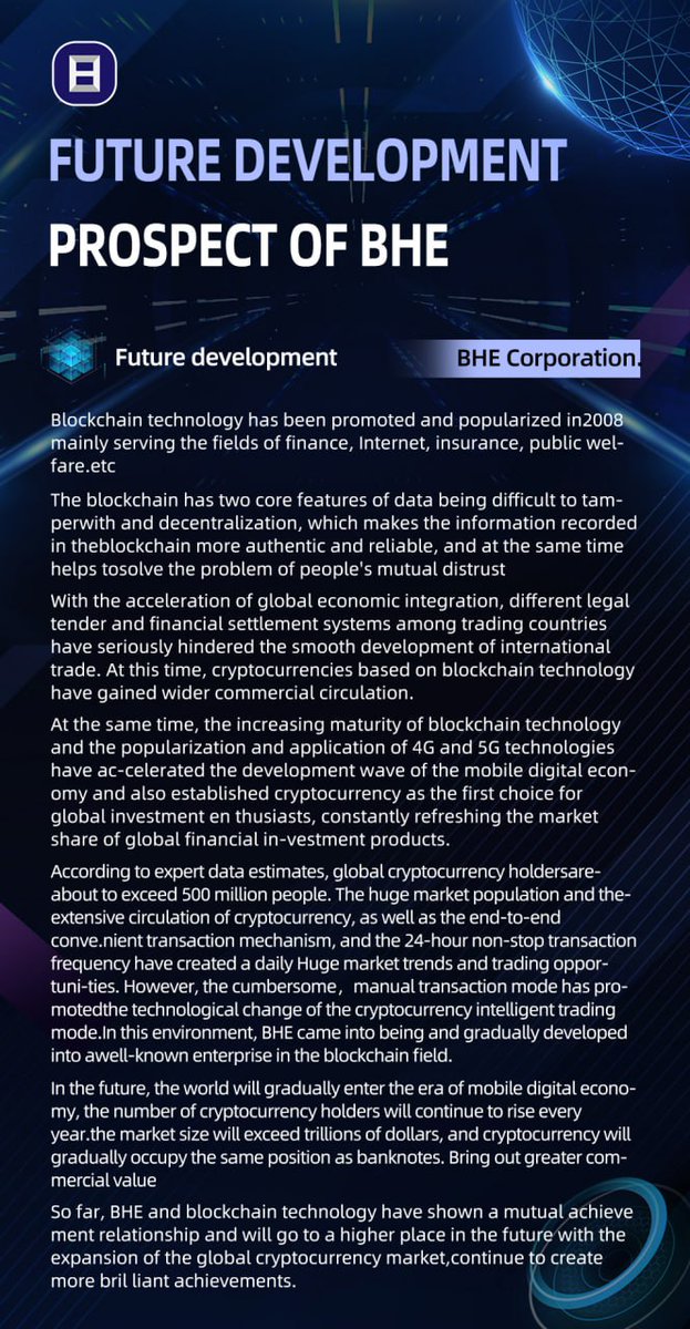 BlockHarbor's tweet image. Future development prospect of BHE
Blockchain technology has been promoted and popularized in 2008, mainly serving the fields of finance, Internet, insurance, public welfare, etc.
The blockchain has two core features of data being difficult to tamper with and decentralization,…