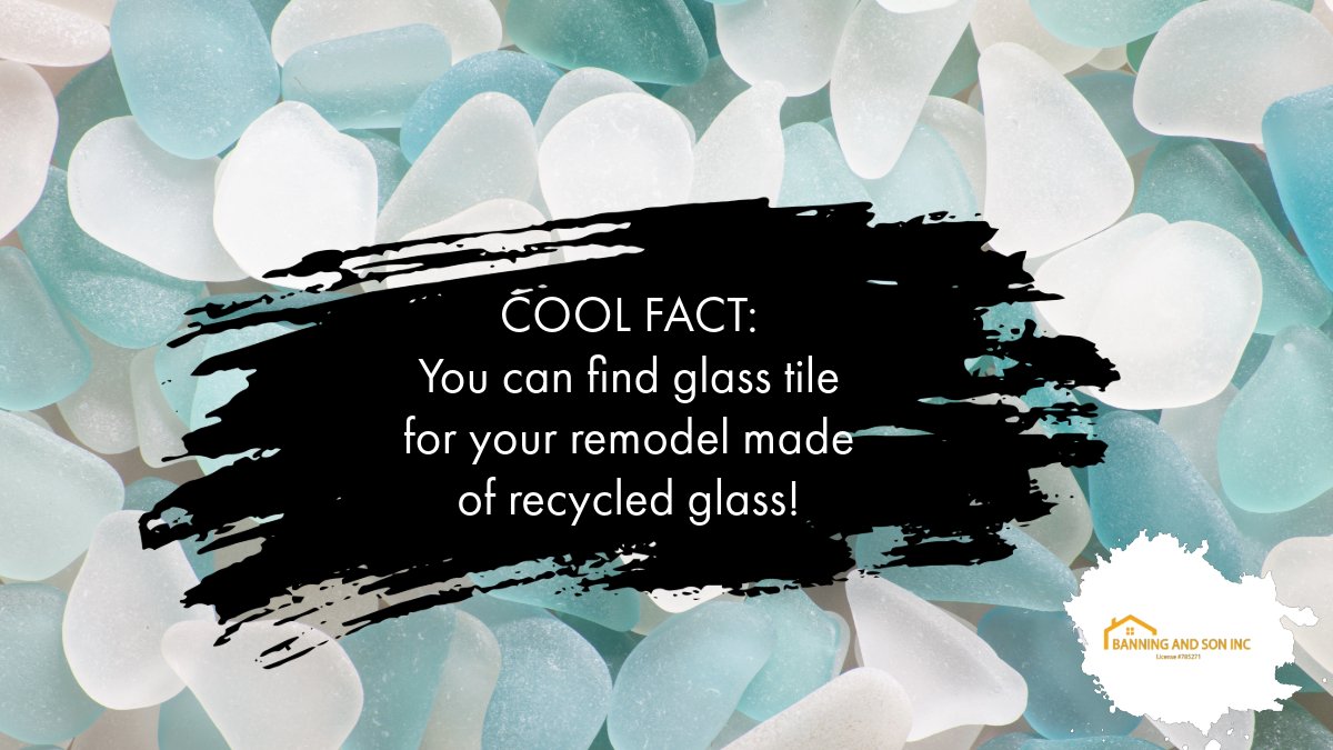 banningandson's tweet photo. Glass tile does not always have to be made out of new glass. It can also be sourced from glass bottles reducing the amount tossed into the landfill. Not only will you have a beautiful bathroom but you can also reduce your own footprint! 🌍

#bathroomtile #recycle #banningandson https://t.co/Uqbc5SErUn