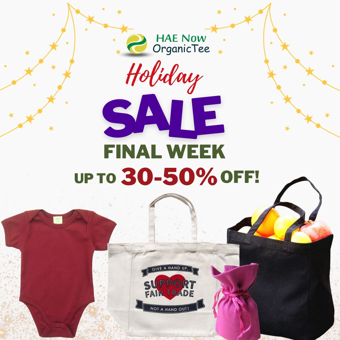 haenow's tweet photo. This is the last week of our retail SALE with 30-50% off some stuff. Place your orders before prices go up in 2024.
.
.
.
Happy Holidays from the HAE Now Team!

#sale #organic #haenow #fairtradecertified
#tshirts #apparel #holidaysale
#newyear #holidays #retail
#happynewyear2024 https://t.co/JEQpp1tGmo