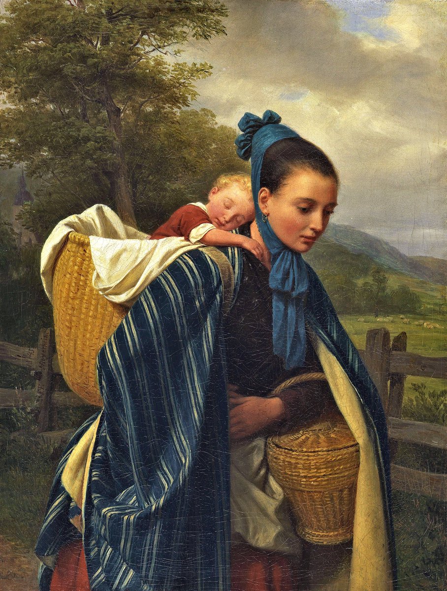 wIGFEh6ZVA100Sq's tweet photo. Friedrich Eduard Meyerheim (1808-1879, German) - "Girl From The Harz Mountains With Child" https://t.co/NQRupYsxyS