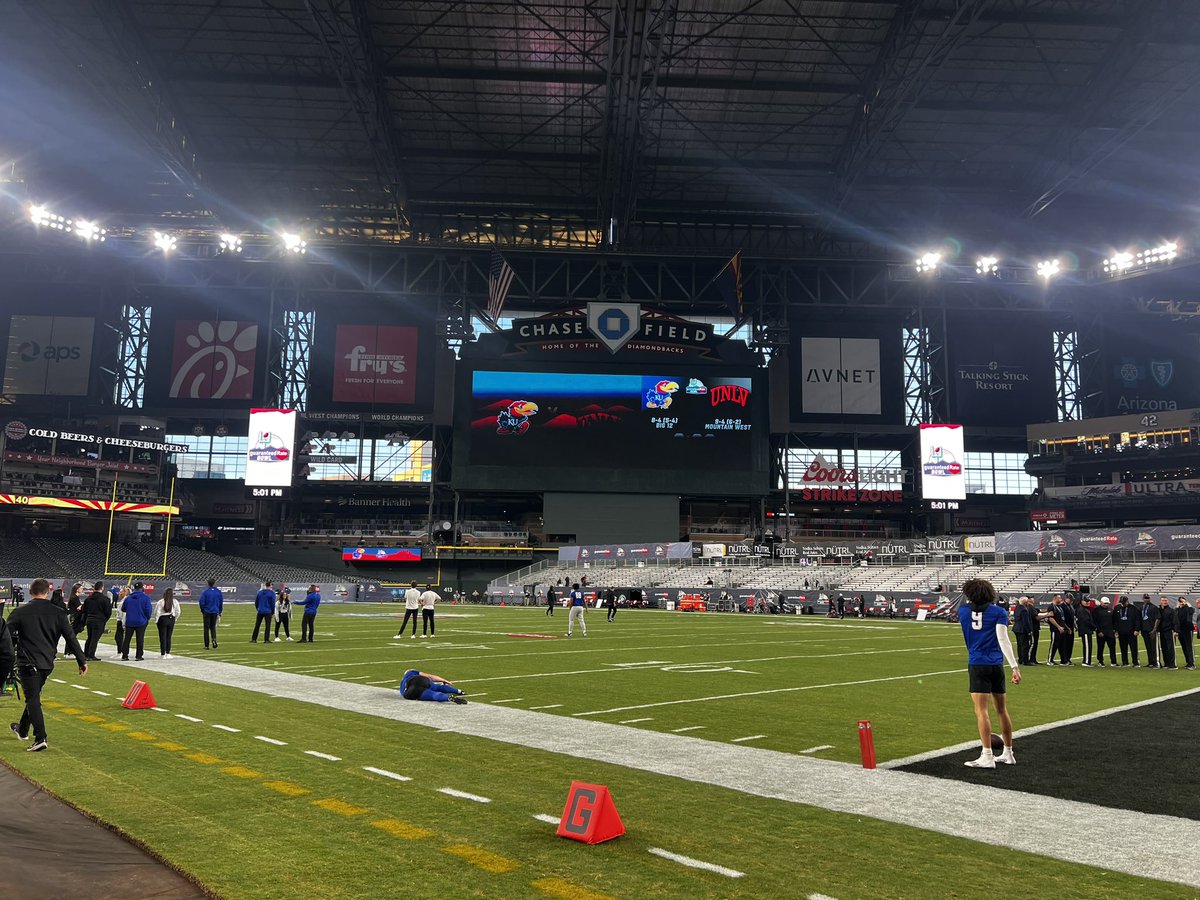 Inside  <a href="/ChaseField/">Chase Field</a> awaiting the start of the <a href="/RateBowl/">Rate Bowl</a> between <a href="/KUAthletics/">Kansas Jayhawks</a> and <a href="/unlvfootball/">UNLV Football</a> 

#GuaranteedRateBowl #RockChalk #UNLVFB