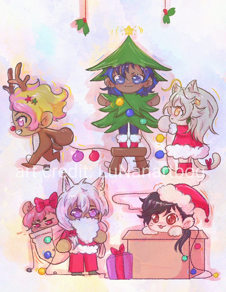 theprettykn1ght's tweet photo. 🎄Happy Holidays ya Hooligans🎄
Presenting this year's Christmas art by @LuNanartbog ! 💖Hope you all had a happy holiday season! 🎁🌟
(Featured vtubers below!)
#prettyknightfanart #shillustrate #ThundArt #MiaoIlustrate #ritz_art https://t.co/ucQbasiI7a