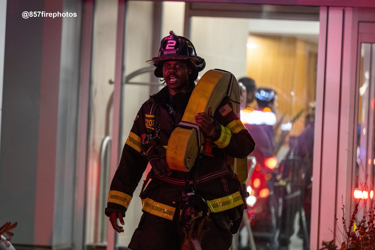 CambridgeMAFire's tweet photo. II) Box 3317: Mechanical ventilation was set up to evacuate the smoke. Residents were sheltered in place until the smoke was cleared. No injuries were reported. 
CPD officers assisted on scene &amp; ProEMS stood by as needed. 
On duty: group 3 
IC: DFC Donovan  
- @857firephotos https://t.co/ESYJRVScWn