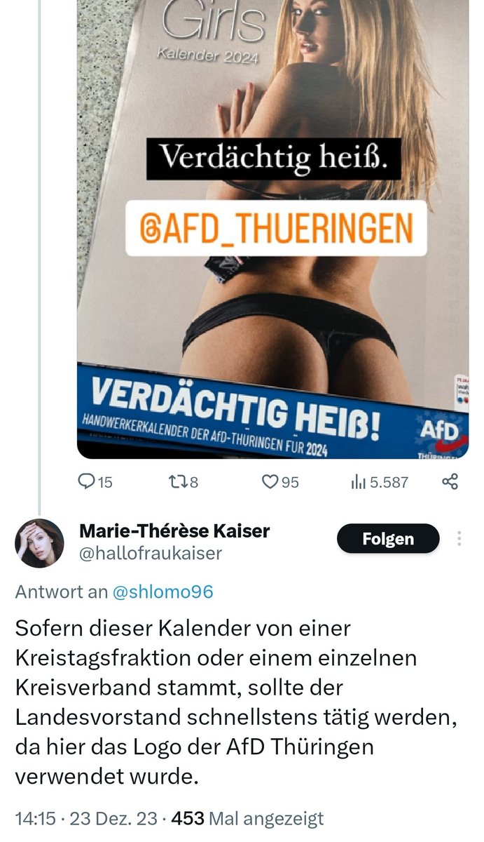 robertwagner198's tweet photo. Der „Handwerkerkalender“ der #AfD Thüringen ist auch vielen in der Partei und deren faschist. Vorfeld peinlich. So peinlich, dass man ihn gerne als Fake entlarvt hätte. Aron Pielka („Shlomo“) sah einen perfiden Plan der „bösartigen“ Linken zur Diskreditierung der AfD am Werk. /1 https://t.co/dubqaNIDez