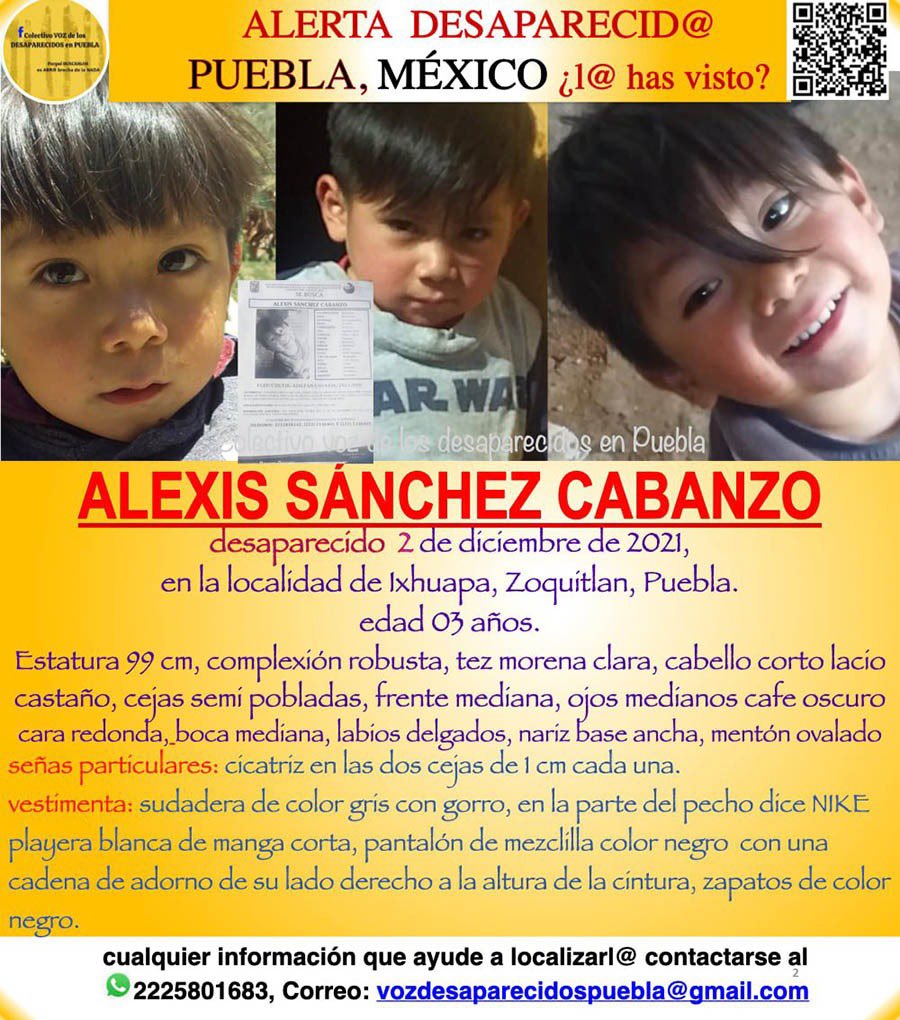 Solmari676's tweet photo. El niño #AlexisSánchezCabanzo desapareció  desde el 2 de diciembre de 2021 en la localidad de Ixhuapa en #Zoquitlan #Puebla . La #alertaamber fue emitida por @FiscaliaPuebla 53 días después de su #desaparición En los 2 casos se han registrado opacidad e irregularidades #búsqueda https://t.co/zXahKdhtGr