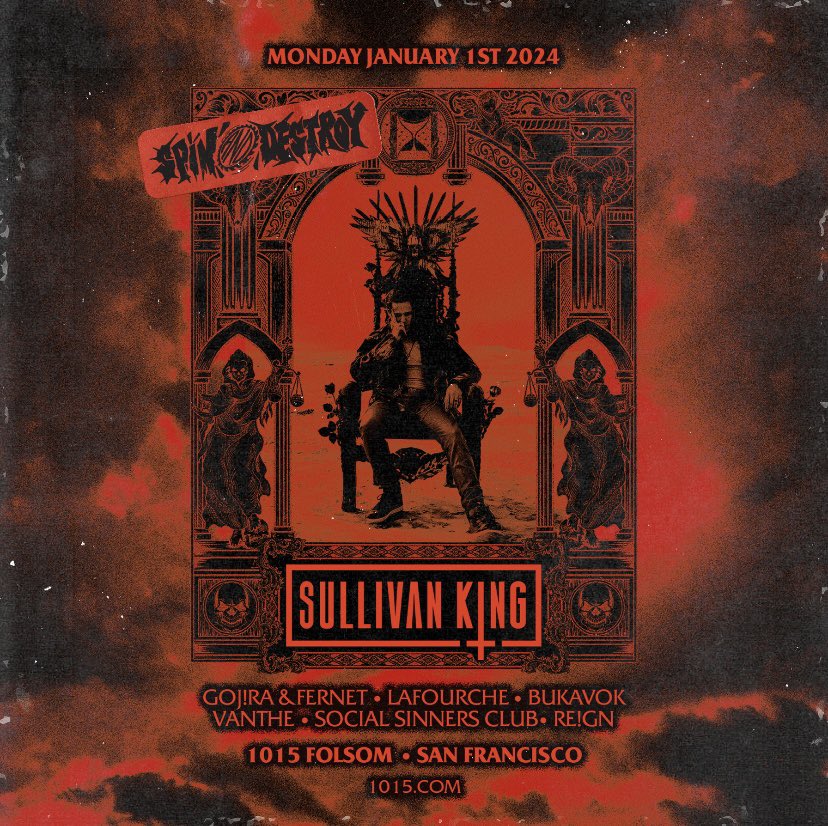 First show of the year and it’s a big one! We are teaming up with <a href="/1015sf/">1015sf</a> to bring y’all a heavy New Year’s Day treat with the one only <a href="/SullivanKing/">Sullivan King 🩸</a> !

Tickets are flying fast so make sure to get your tickets,
wl.seetickets.us/event/sullivan…