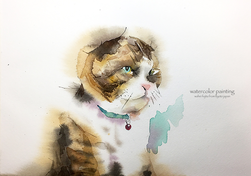 「先代猫の麿さん。 #Watercolor #スケッチ #水彩画 #水彩画ワークシ」|わへい水彩画@京都水彩画塾塾長のイラスト