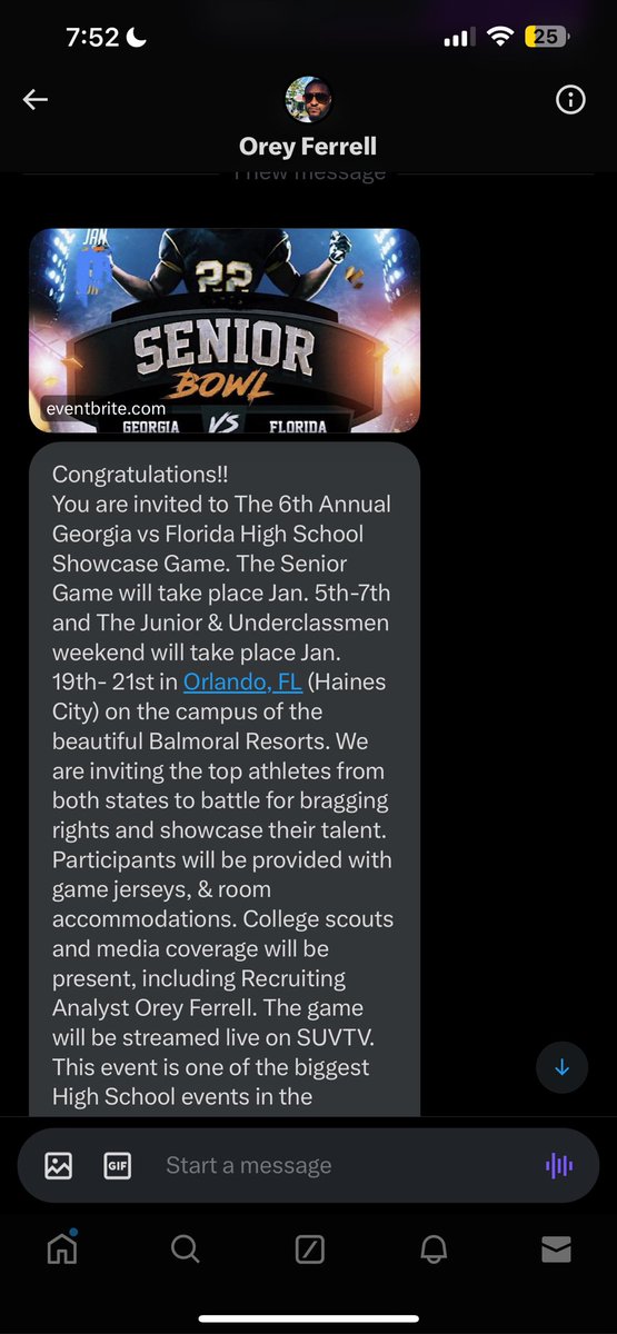 blessed to receive an invitation to the GAvsFL showcase game ✝️ <a href="/OreyFerrell/">Orey Ferrell</a> <a href="/GAvsFLShowcase/">Georgia vs Florida Showcase</a> <a href="/dhollan22/">Coach D_Holland, ED.D</a> <a href="/pychke/">Coach Pych</a> <a href="/CoachTPruitt1/">Tucker Pruitt</a> <a href="/FitzgeraldCanes/">Fitzgerald GA Football Recruiting</a> <a href="/RecruitGeorgia/">Recruit Georgia</a>