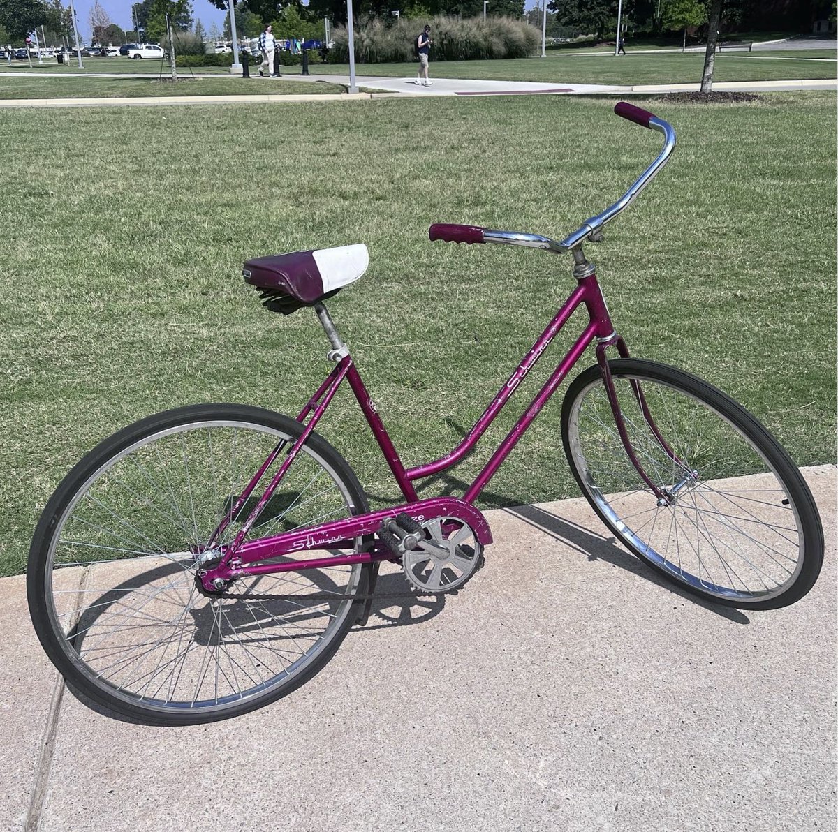 My late Mom’s trusty Schwinn is now my get-away vehicle on campus. I love old stuff that still works. Even better are objects that bring back memories. They’re little time machines Every time I get on, I think of my mom cruising around with a big smile on her face enjoying life.