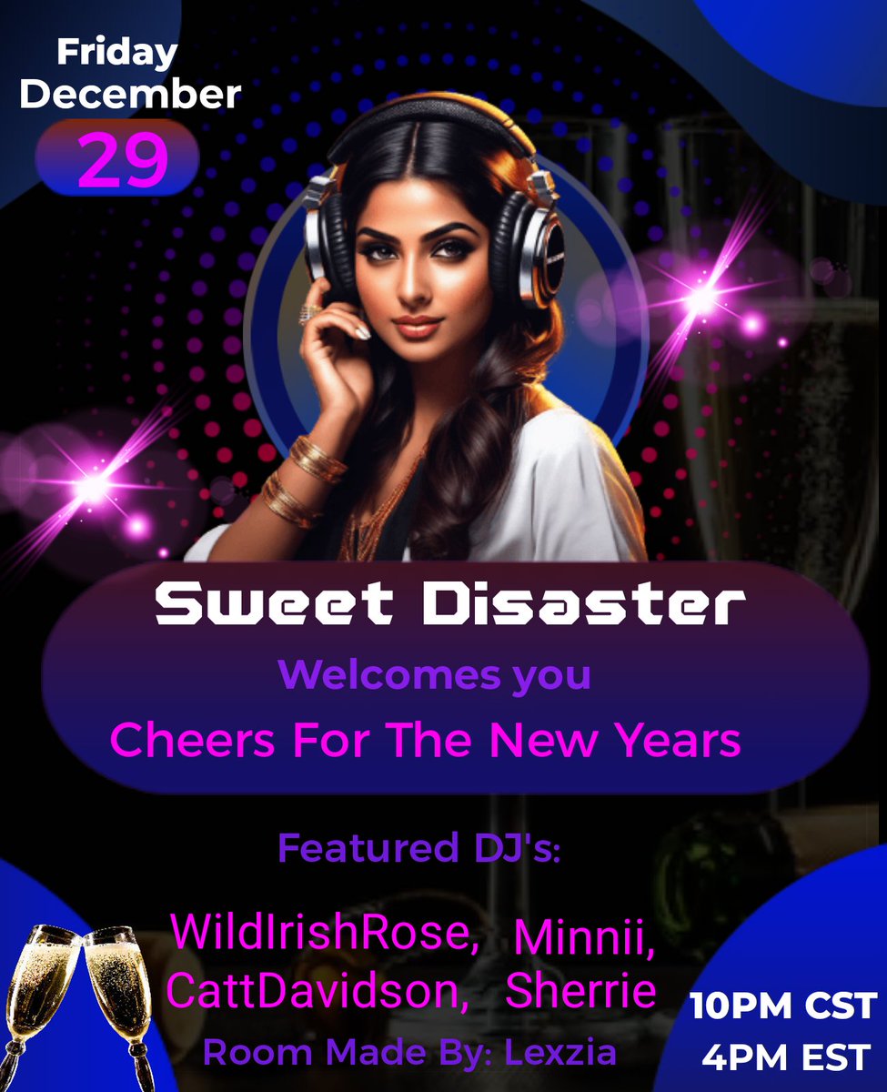 Sweet Diaster Welcomes you to be a part of Our 🎆Cheers For The New  Year Party🎆
On Dec 29th at 10 P.M. CET/ 4 P.M. EST.
Cheers! 🍾