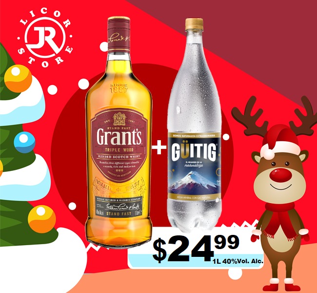 jrlicorstore's tweet photo. #whisky 🥃 #grants 
1 Litro 40% Vol. Alc.
 Gratis Güitig 🎁 por solo $24.⁹⁹
@jrlicorstore les desea un Feliz año nuevo a todos sus clientes 🎉💥✨🎆🧨🎇 https://t.co/bkTQeSylpW