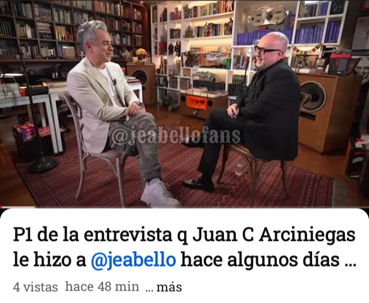 JEAdictax100pre's tweet photo. En mi canal de YT van a poder ver la primera parte de la entrevista que "Juan Carlos Arciniegas de #OjoCritico le hizo a @jeabello
https://t.co/78PFJDj7IP
No olviden suscribirse, dejar su like y comentar el vídeo 😉 https://t.co/g43gYAVWpL