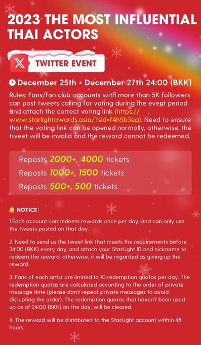 Pls RT ✨
เราสามารถสนับสนุนออฟกันง่ายๆ แค่ช่วยกันรีทวิตนี้ ✨💚

ทวิตนี้ขอ 2,000 รีเพื่อแลกรับตั๋วอีเว้นท์พิเศษและจะนำไปโหวตให้ #ออฟกัน จ้าาา

🎯 2000+ rt = 4000 🎟️
🎯 1000+ rt = 1500 🎟️
🎯 500+ rt = 500 🎟️

*** นับยอดรีเที่ยงคืนวันนี้ ***

อย่าลืมใช้สิทธิ์โหวตของตัวเองกันน้า 💚