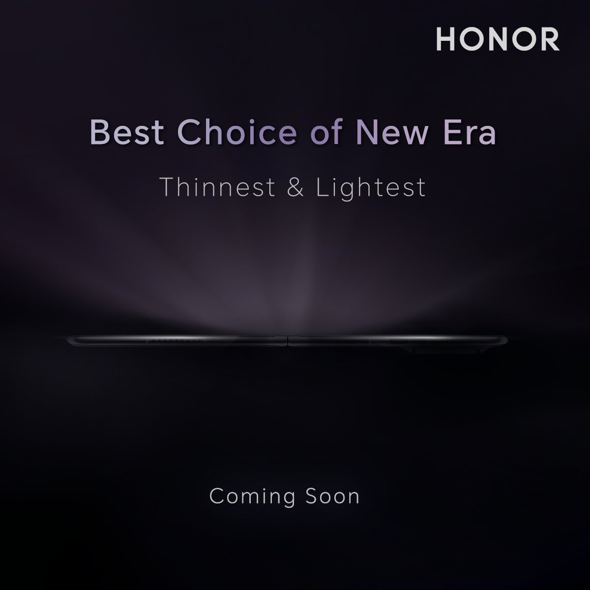 HonorMalaysia's tweet photo. Get ready. An arrival of the thinnest and lightest is on the horizon.
Stay tuned! 
#HONOR #HONORMalaysia #BestChoiceofNewEra #Thinnest #Lightest https://t.co/iqYplbs8ZA