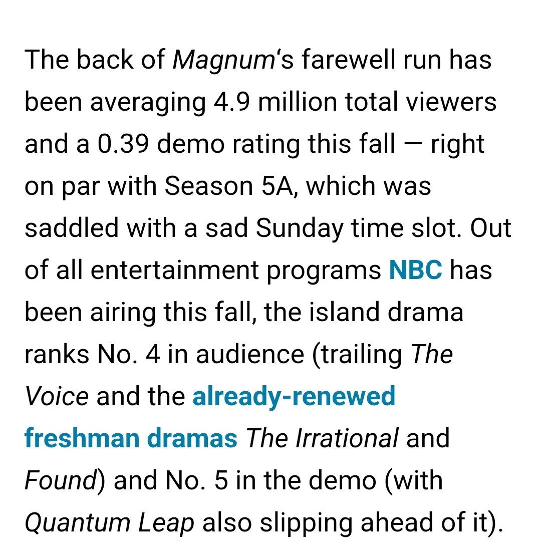 DawnBro10467998's tweet photo. @nbc Pass. I will watch #MagnumPI January 3rd, but that is the only time my TV will be tuned to NBC. You canceled Magnum PI, so I am canceling NBC & @Peacock in January. Done!
#SaveMagnumPI #RenewMagnumPI 🤞
👉https://t.co/SPvUec8ioD https://t.co/8jMnqQu5mu