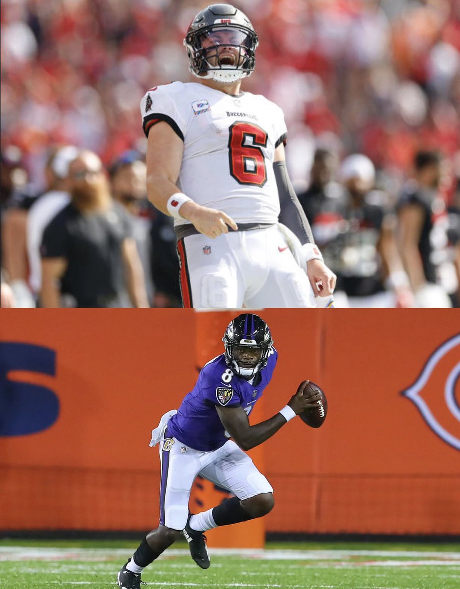 MLFootball's tweet photo. WILD: Lamar Jackson has emerged as the frontrunner for the MVP, despite Baker Mayfield having 9 MORE TOUCHDOWN passes and 400 more passing yards.

Mayfield and Jackson also have an identical 96 passer rating. 

🤯🤯🤯

BAKER FOR MVP…… h/t @aj_c21 https://t.co/gQChoy1cdV