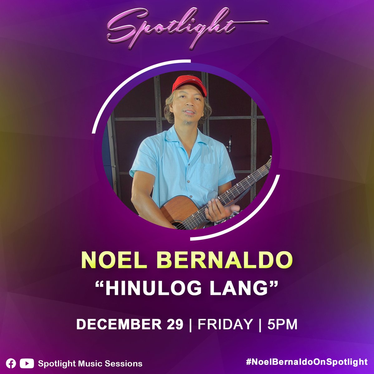 SpotlightMS's tweet photo. #NoelBernaldo is taking over the #Spotlight! ✨

Catch him sing "Hinulog Lang" on Spotlight's Youtube channel this Friday, Dec 29, at 5PM. 🎶

#NoelBernaldoOnSpotlight https://t.co/pxxS60vpxr