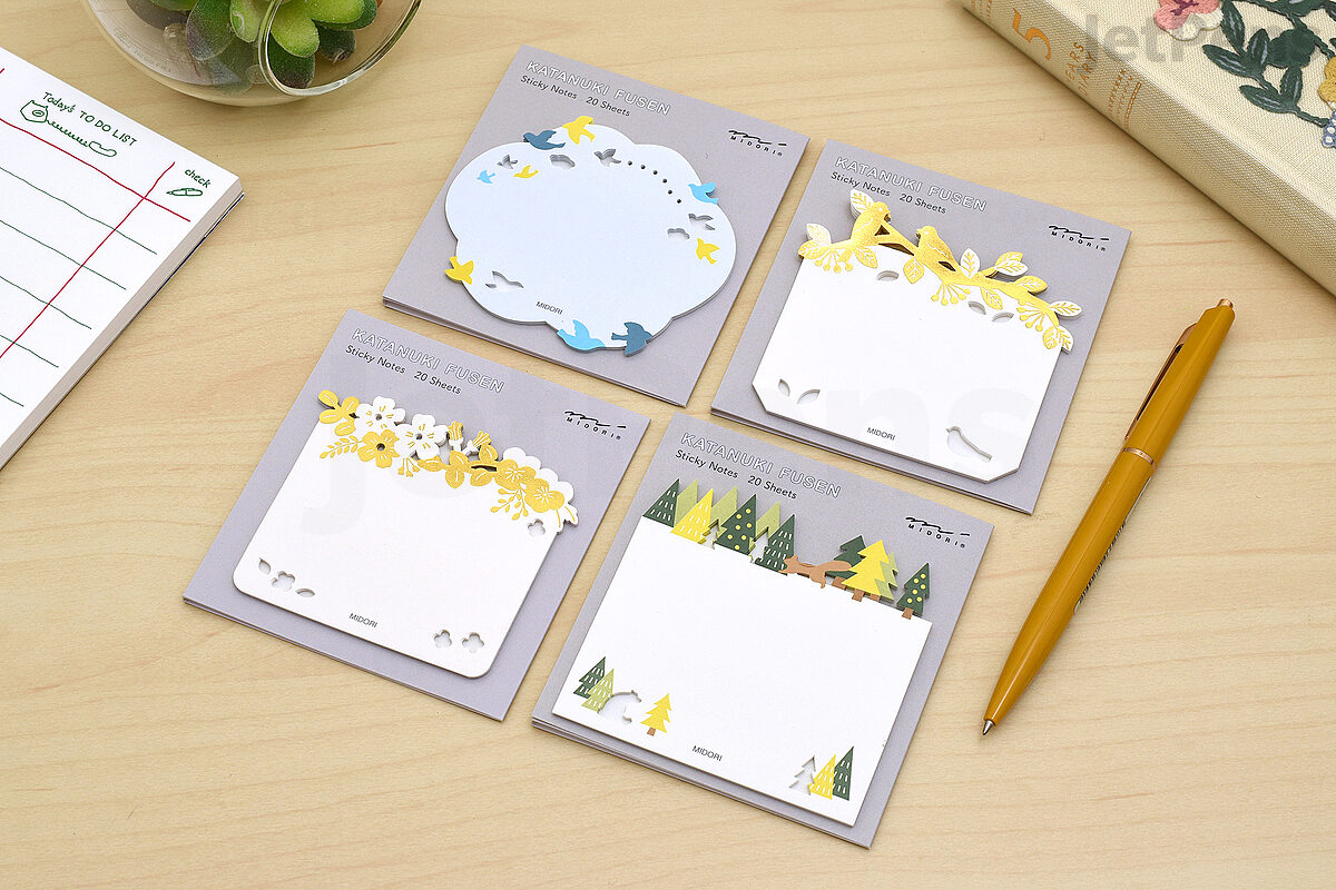JetPens's tweet photo. Midori Die-Cut and Transparent Sticky Notes are back in stock! These elegant sticky notes add a charming personal touch to journals, notebooks, cards, and more. 🌸 https://t.co/9PPwNUcDnN https://t.co/UKxNGwx87E