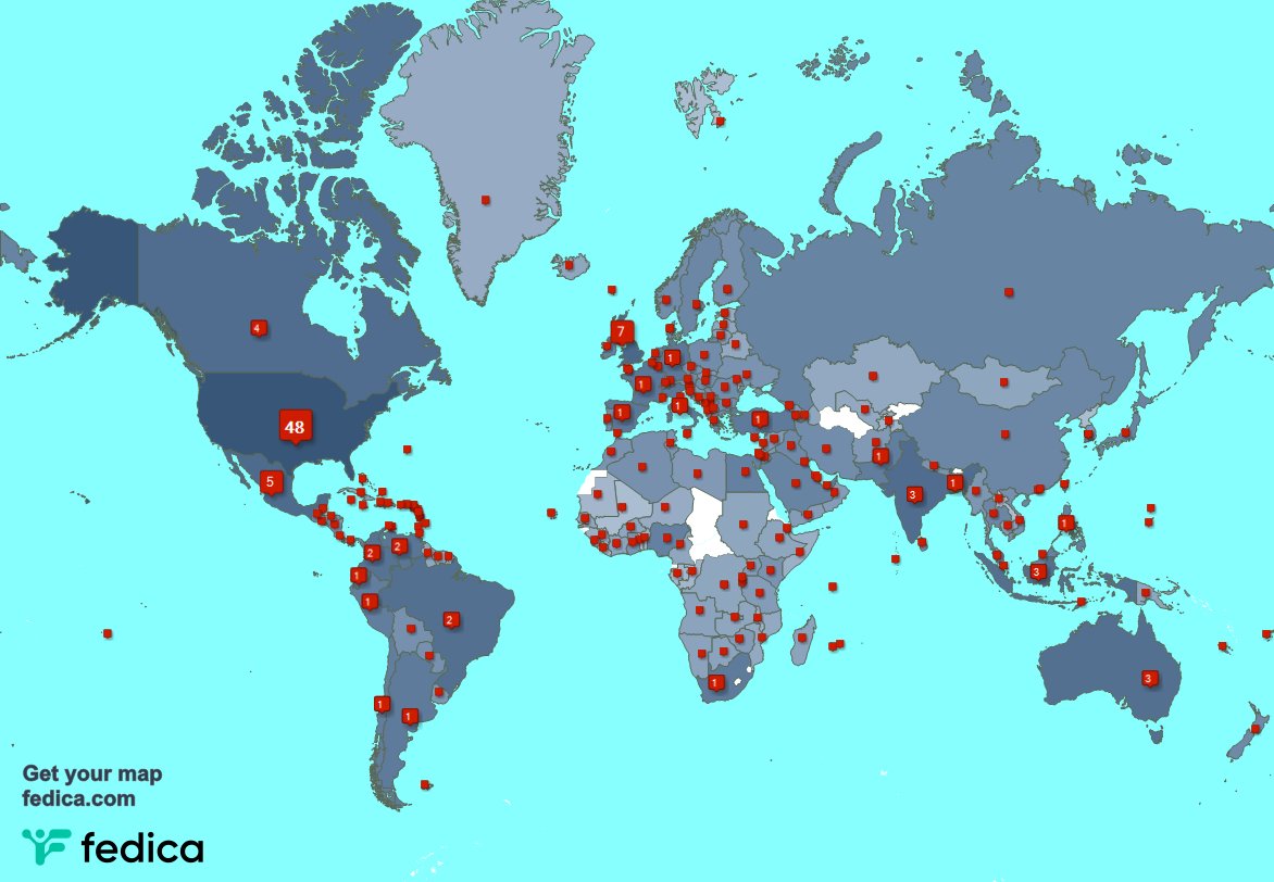 I have 513 new followers from Nigeria, Colombia, South Africa, and more last week. See fedica.com/!MsTeagan