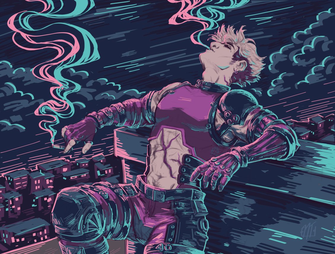 Quiet nights and neon lights on Gunsmoke #trigun #vashthestampede