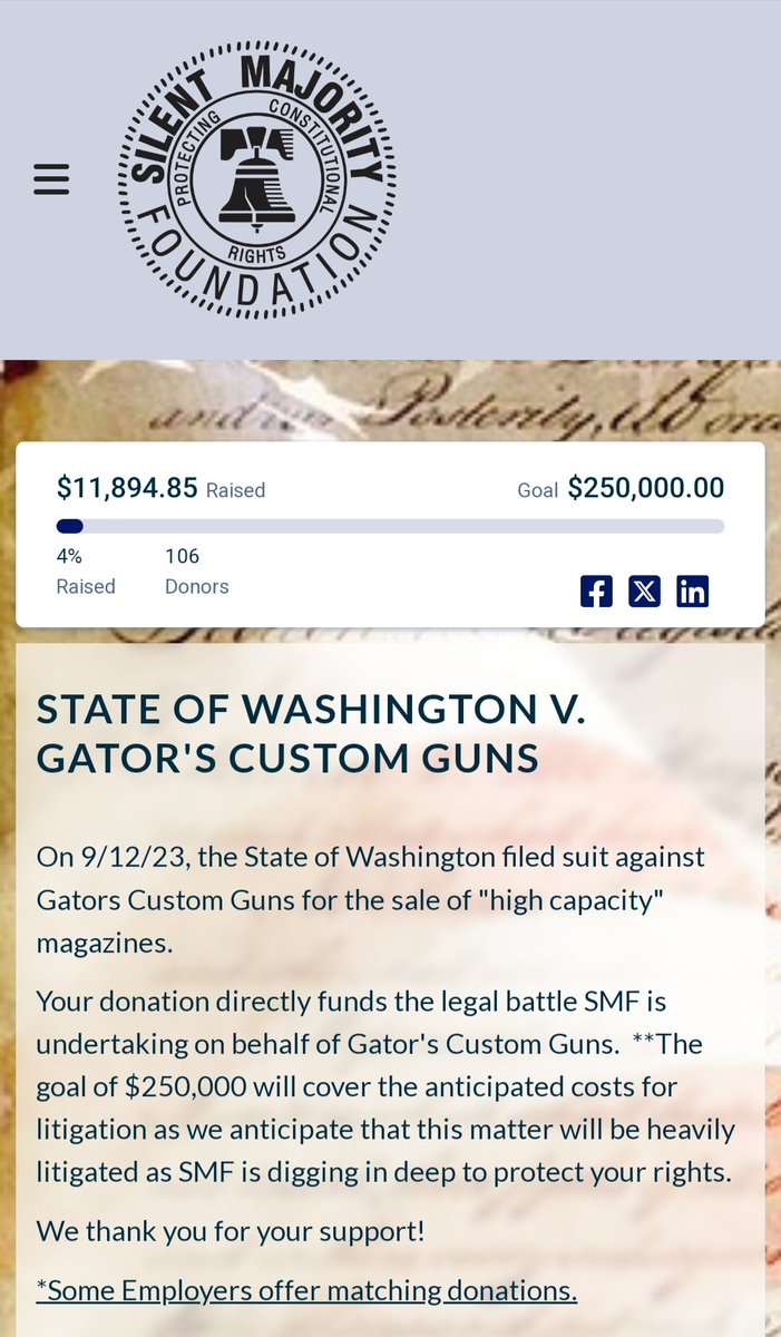 Susan_Dupres's tweet photo. WASHINGTON STATE
Monday, Jan. 22, 2024 - 1:00 pm
COWLITZ COUNTY SUPERIOR COURT
Washington State vs Gators Custom Guns
Gun Magazine Ban
Please donate:
https://t.co/mn43IzsdNG
#SB5078
#GunMagazine
#Cowlitz
#GatorsGuns
#SilentMajorityFoundation
@MistralComet
@shymadjen https://t.co/RNkupfiTg5