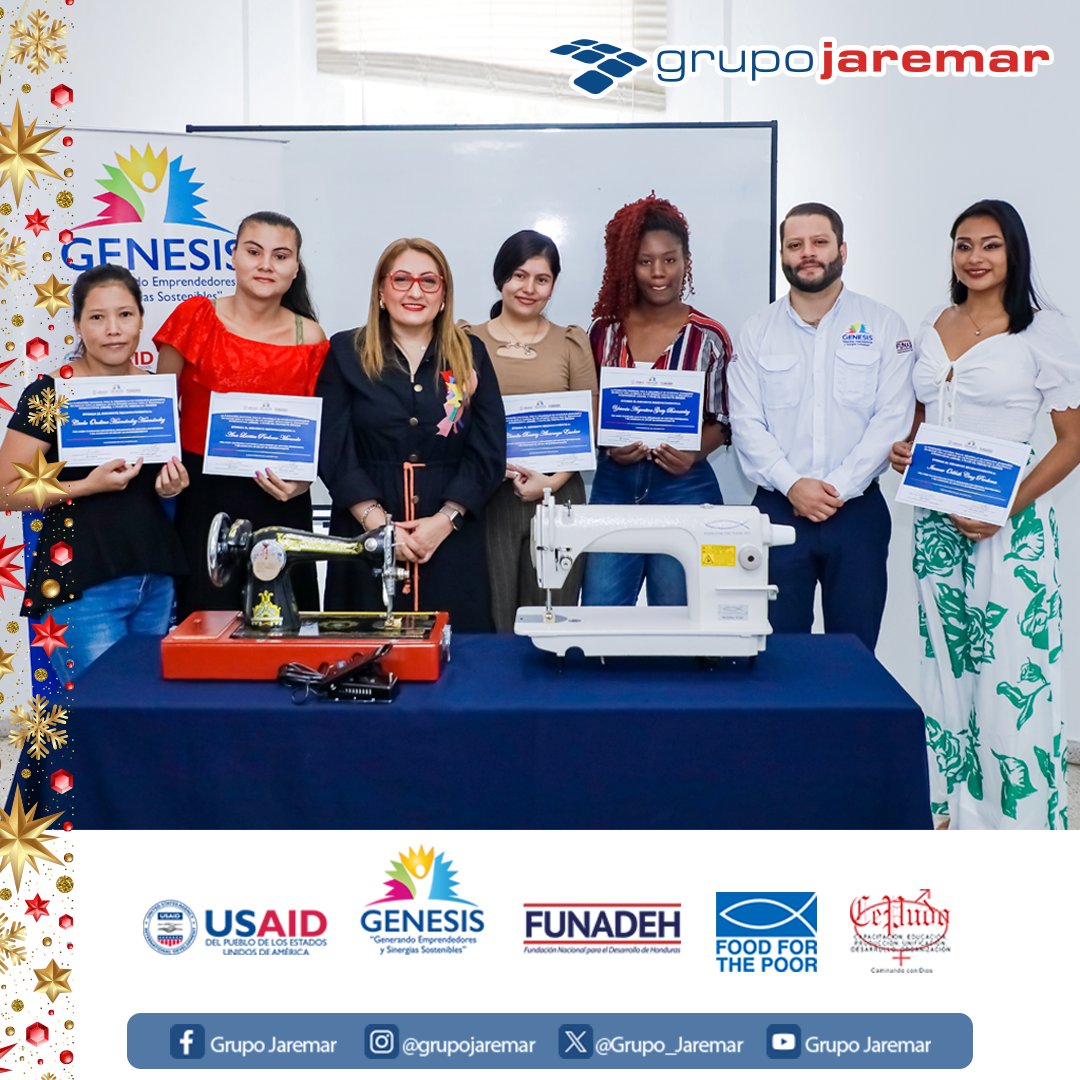 En alianza con CEPUDO y Food for thePoor, entregamos un kit de emprendimiento que consta de máquinas de costurar e insumos de confección, a 5 jóvenes que culminaron 52 horas de formación en Gestión Empresarial y Corte y Confección, que fueron impartidas por FUNADEH.