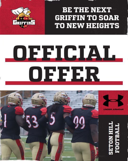 After a great conversation with <a href="/coachfiegener/">Coach Ross Fiegener</a>, I'm glad to announce  I've received my 2nd offer from Seton Hill University #TheGriffinWay 🟡🔴 <a href="/centralyorkFB/">Central York Football</a>