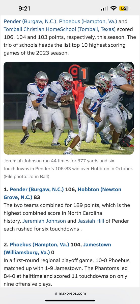 Pender Patriots Football tweet media