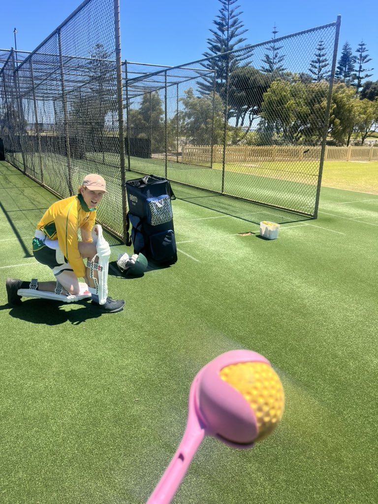 And that’s what you get for bowling the slower ball. Came back fast…