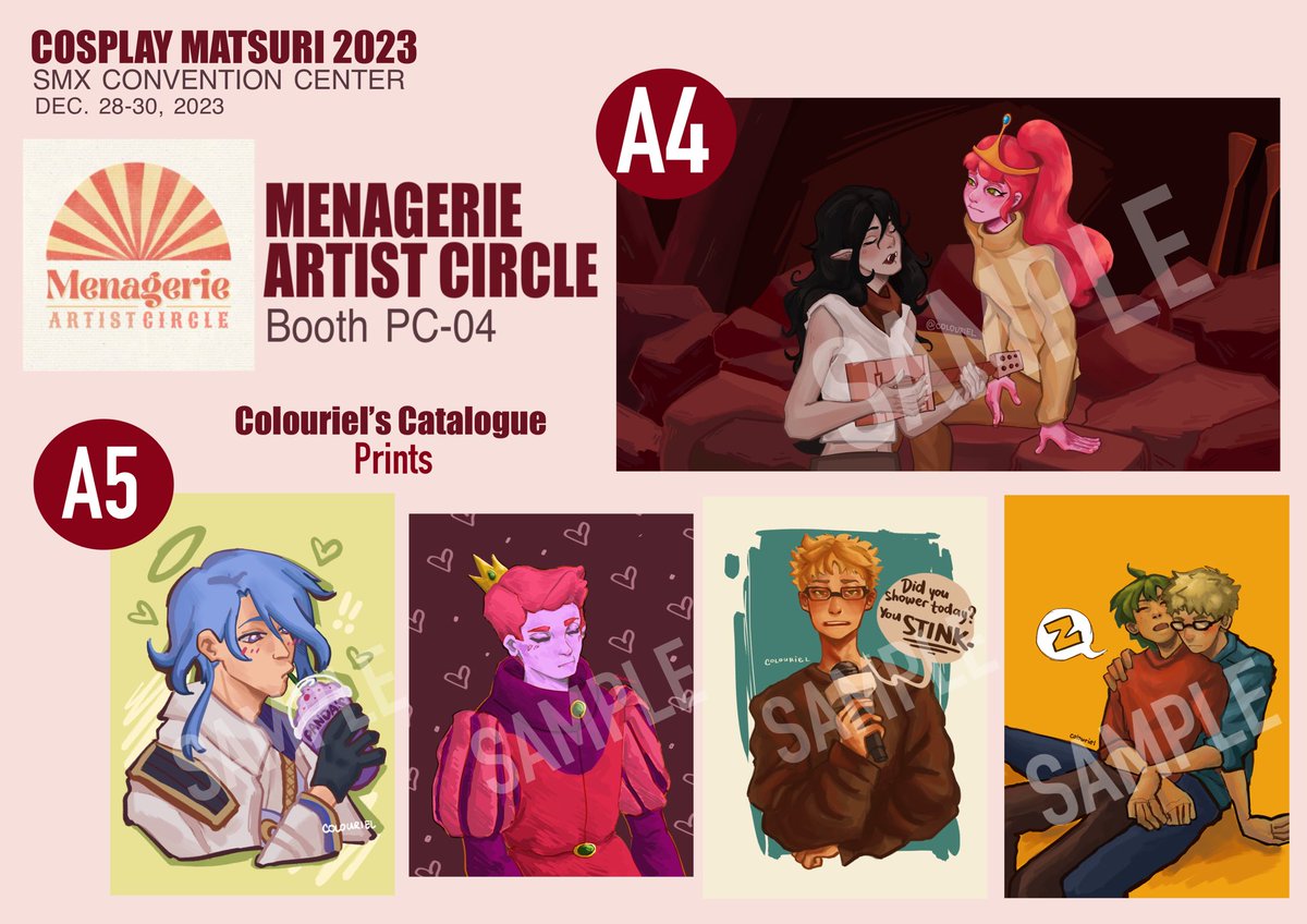 Colouriel's tweet image. Surprise !!! Me and my friends are attending #Cosmatsuri2023 !! And we have a booth! WE HAVE A BOOTH! 

✨WE’RE GOING TO SELL OUR ART😩💖✨

The convention will be held at the SMX Convention Center on Dec. 28-30, 2023 and you can find our booth at PC-04! Meet you there~?