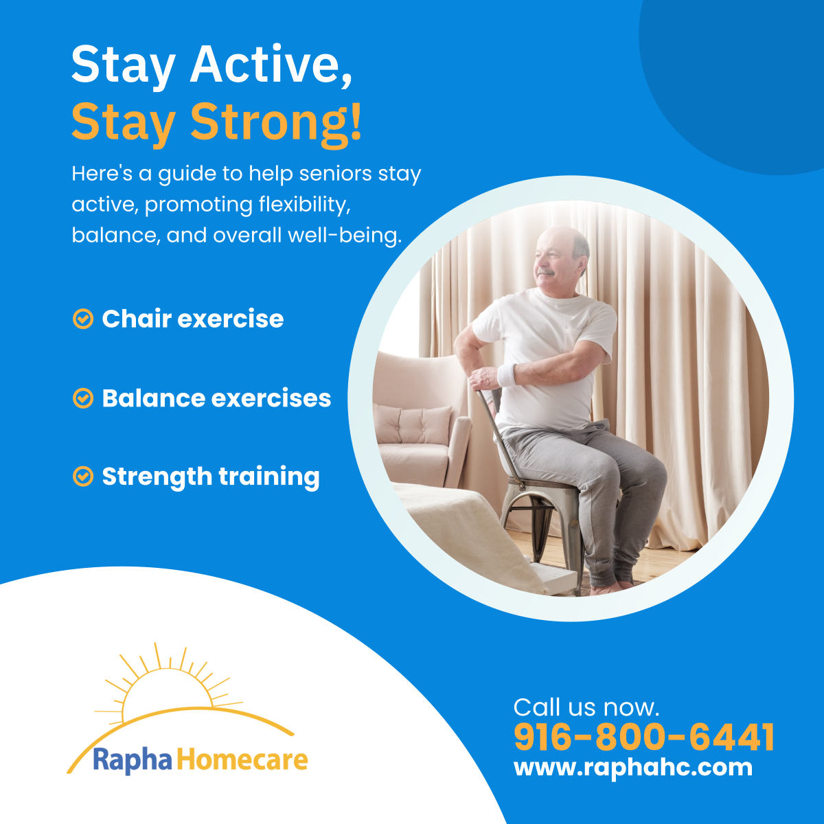 RaphaHomecare's tweet image. Incorporating regular exercise into daily routines is crucial for seniors' overall health. This guide offers simple yet effective exercises to promote strength, flexibility, and balance in seniors.
#EffectiveExercises #StayActive #SeniorsHealth #SacramentoCA #HomeCare